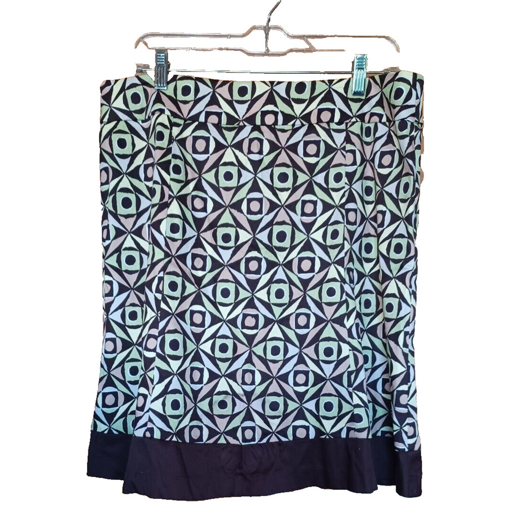 SHAZDEH FASHIONS Women's Skirt Size 14P Knee Length Zip up Brown Lime green Y2K
